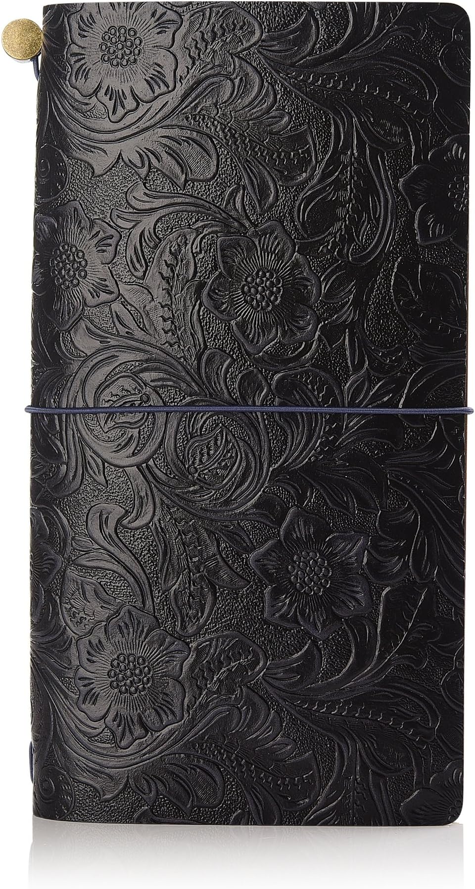Classic Genuine Leather Notebook –22cm × 12cm, Refillable Pages Travel Journal - Vintage Diary - Traveler's Notebook (Navy)