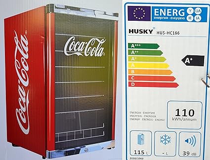 Husky HUS-HC 166 Highcube Flaschenkühlschrank Coca-Cola / A+ / 83,5 cm Höhe / 110 kWh/Jahr / 130 L Kühlteil inkl. Reinigungst