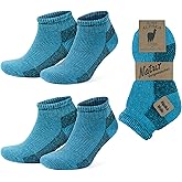 GoWith 2 Pairs Alpaca Wool Low-Cut Ankle Socks for Men Women, Cushioned Terry Warm Thermal Thick Merino Blend Camping Socks
