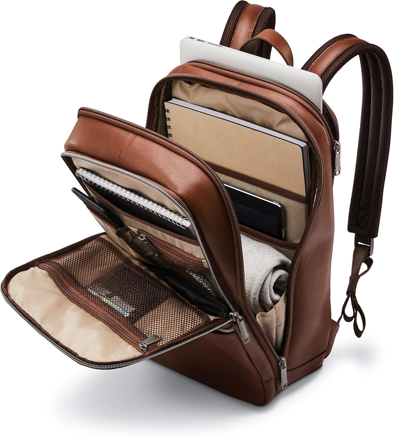  | Samsonite Classic Leather Slim Backpack, Cognac, One Size | Casual Daypacks