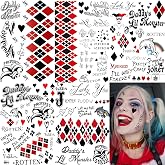 5 Sheets HQ Halloween Temporary Tattoos For Women Men Adults, Face Hand Tattoos Halloween Makeup Kit, Rapper Fake Halloween Tattoo Stickers Cosplay Costume Accessories