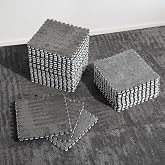 ZENOWICK 36 Pcs Plush Interlocking Carpet Tiles, Puzzle Play Mats for Floor | Anti-Slip Shaggy Foam Carpet Tiles for Toddler Baby, EVA Foam Tiles for Nursery, Playroom(Grey)