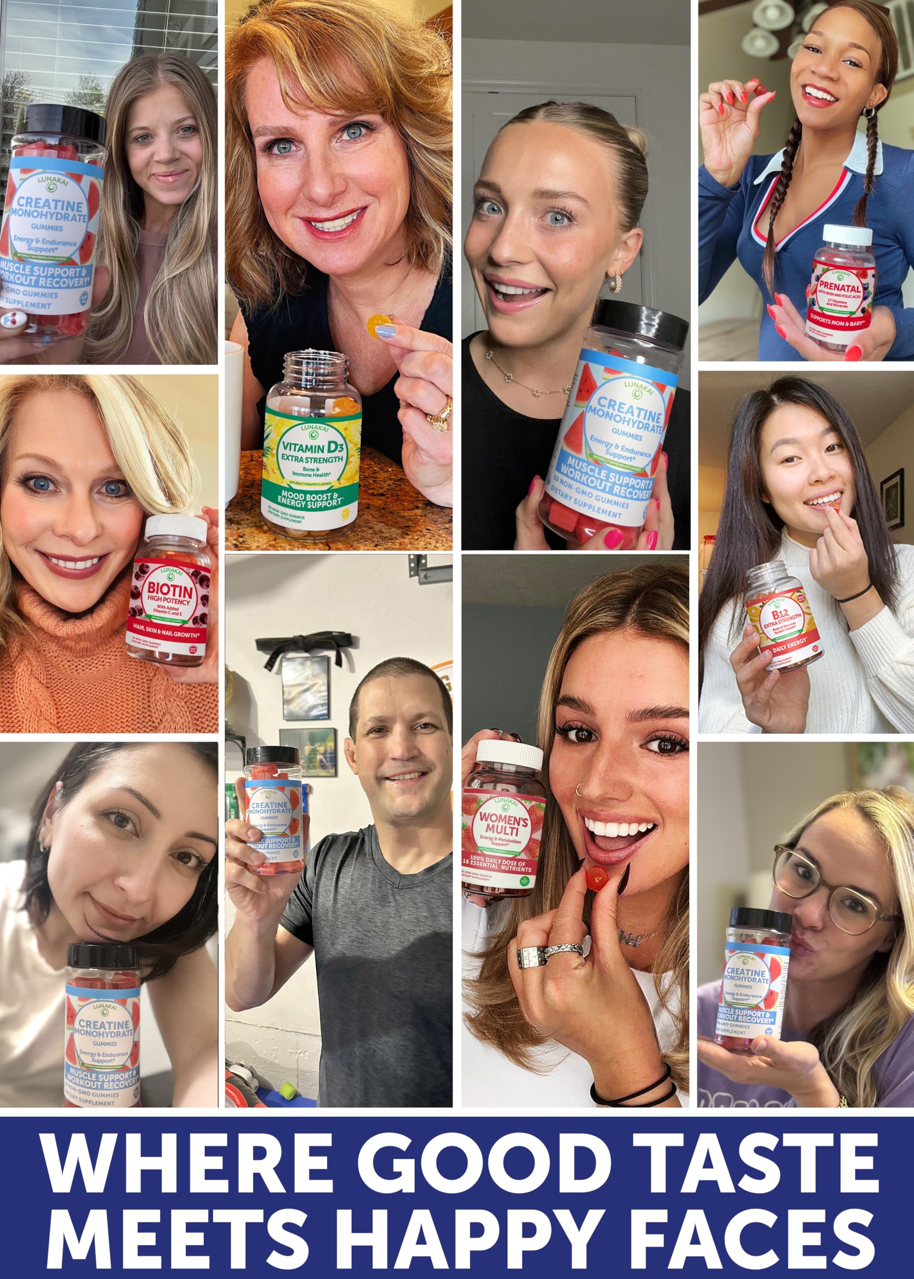 Lunakai USA Made Creatine Monohydrate Gummies for Women & Men – Vegan Creatine Gummies for Muscle & Recovery Support – Pre Workout Supplement, 60ct