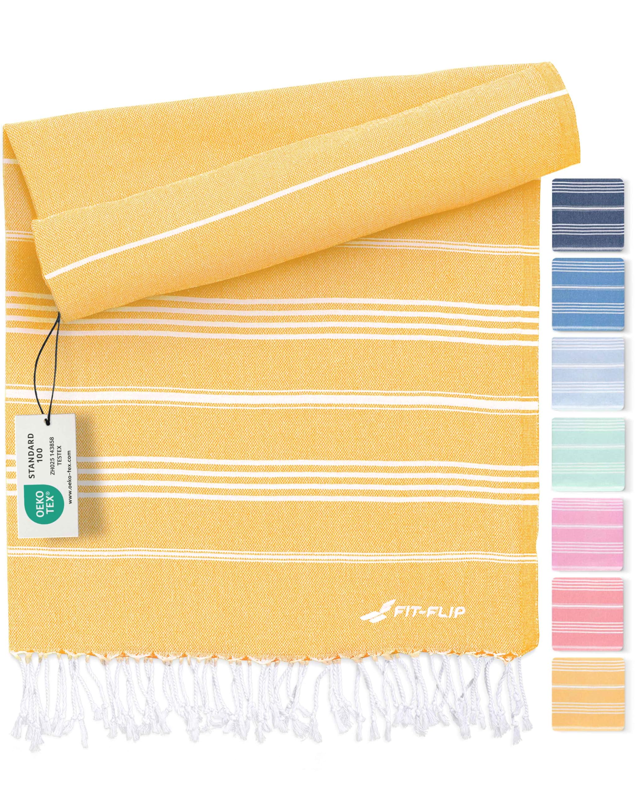 Fit-Flip Hammam Beach Towel XXL Made from 100% Cotton - Quick-Drying Turkish hamam Towels - Large fouta or pestemal Ideal as a Thin Sauna Blanket - Honey – 100x200cm Sultan