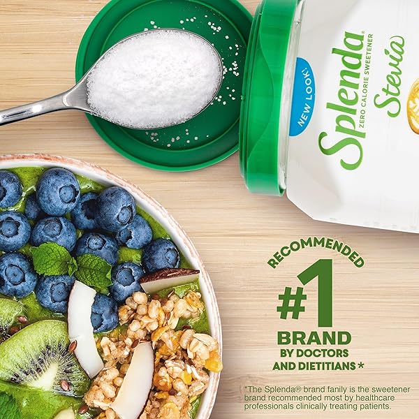 SPLENDA STEVIA ZERO CALORIE SWEETENER, PLANT BASED SUGAR SUBSTITUTE GRANULATED POWDER, 19 OZ JAR