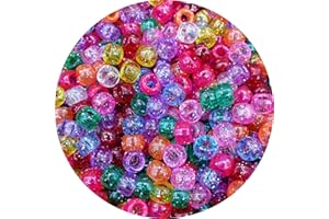 Looconi 1000 Pieces 6x9mm Mixed Colors Glitter Transparent Mix Plastic Pony Beads