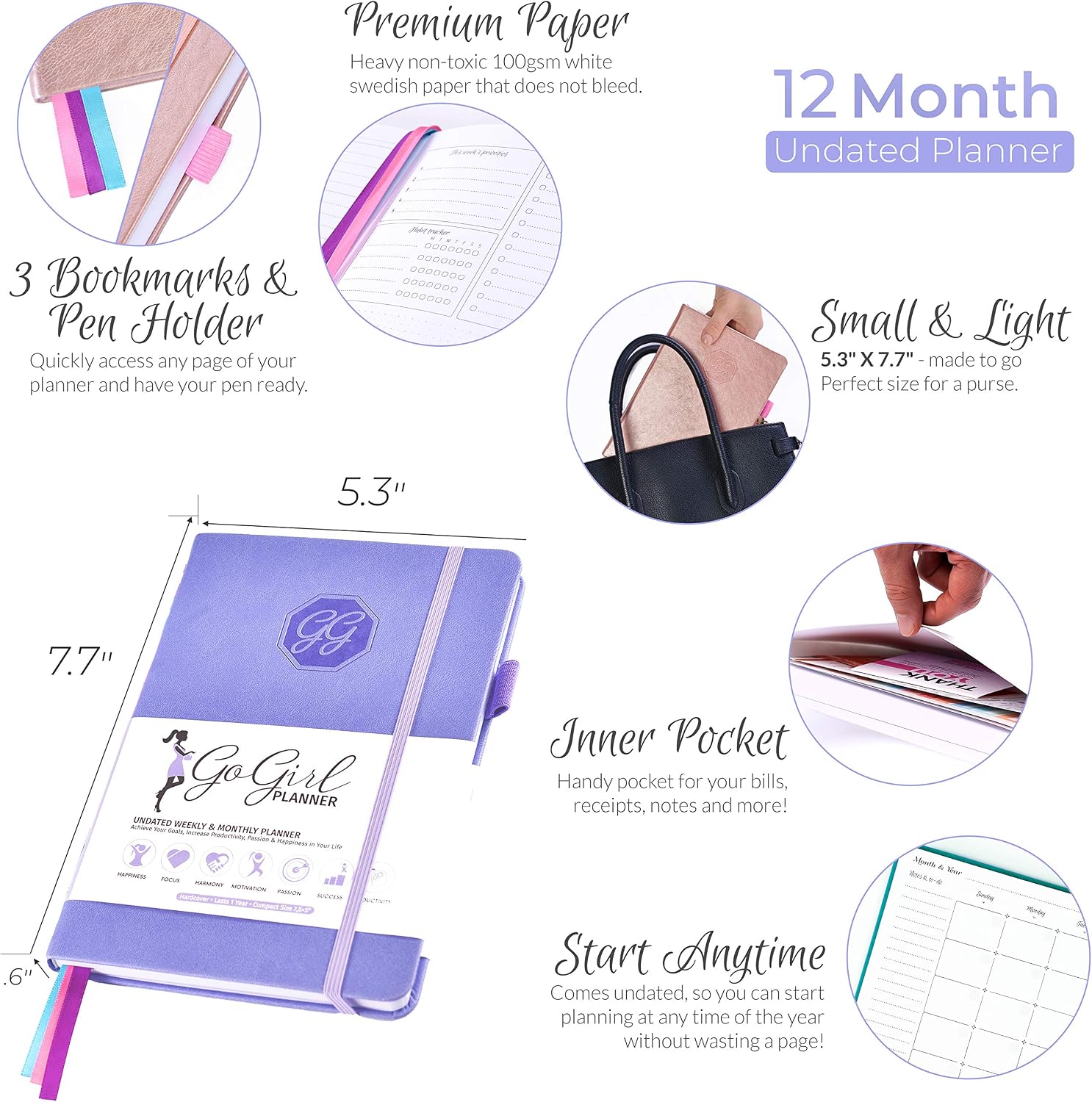 GoGirl Planner and Organizer for Women, Compact Size Weekly Planner, Goals Journal & Agenda to Improve Time Management - Image 4