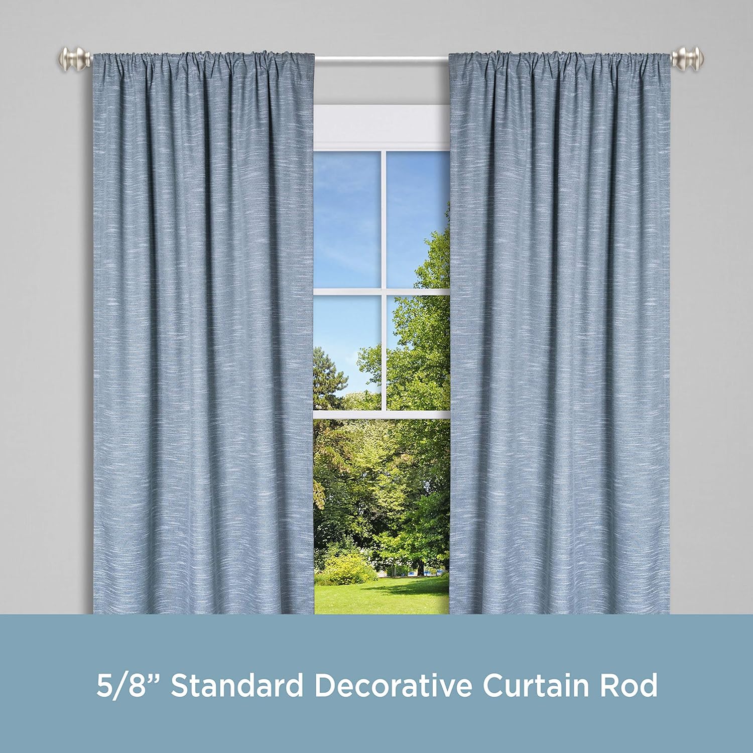 Kenney Kendall Standard Decorative Window Curtain Rod, 28-48", Brushed Nickel: Home & Kitchen