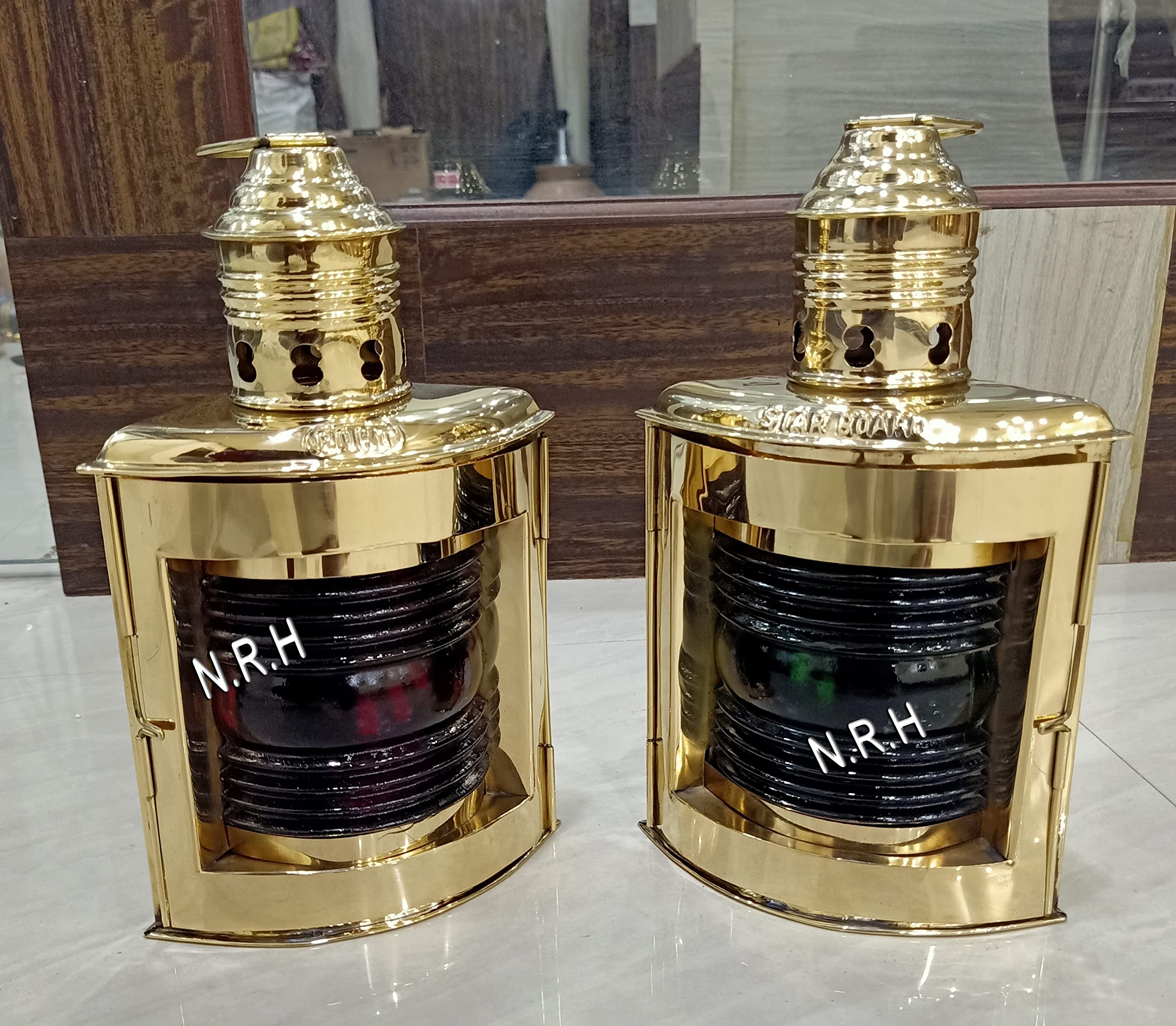 Nautical Light Port & Starboard Lanterns Set of 2 Ship Oil Lamps