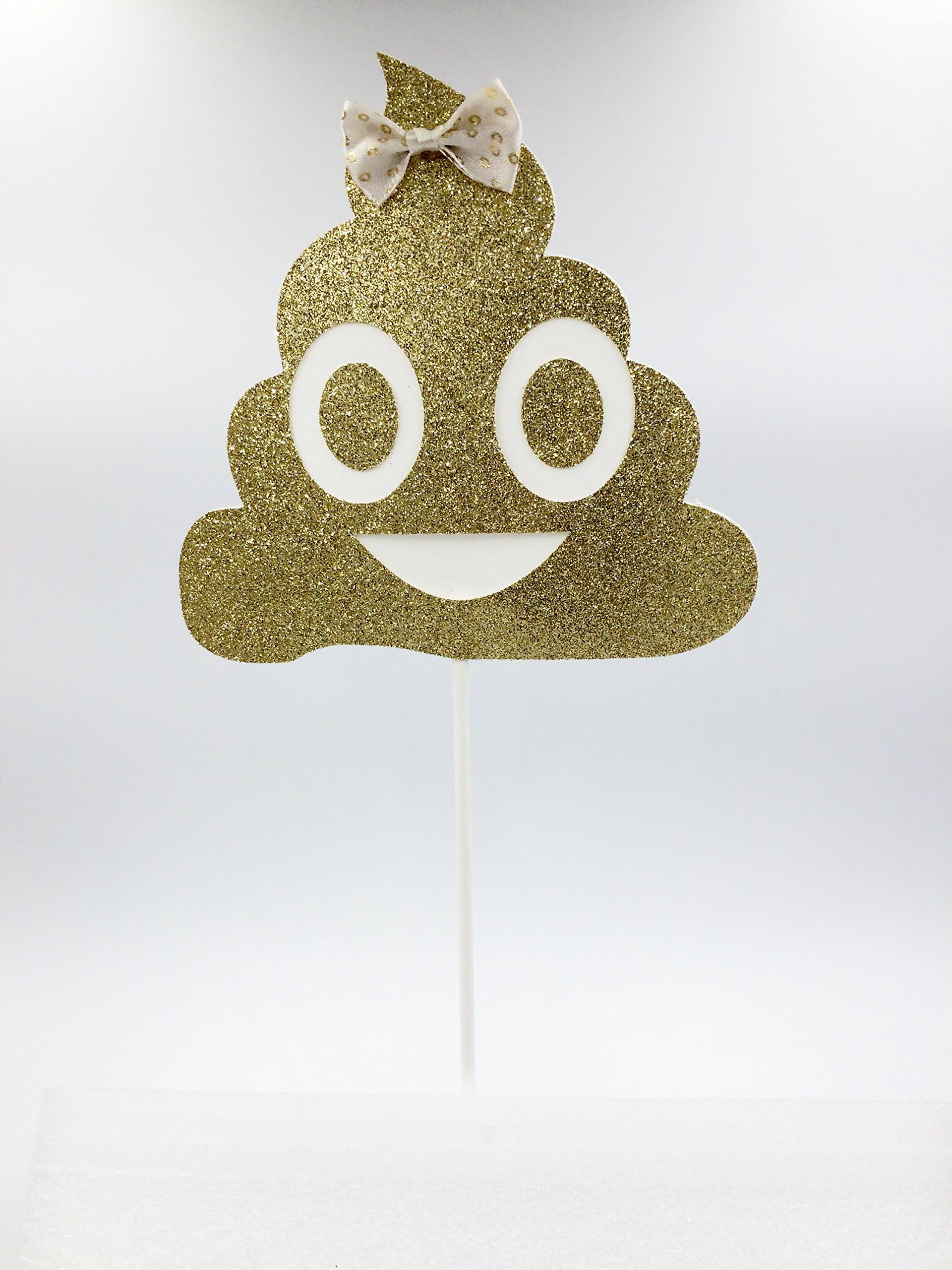 Gold Glitter Poop Cake Topper