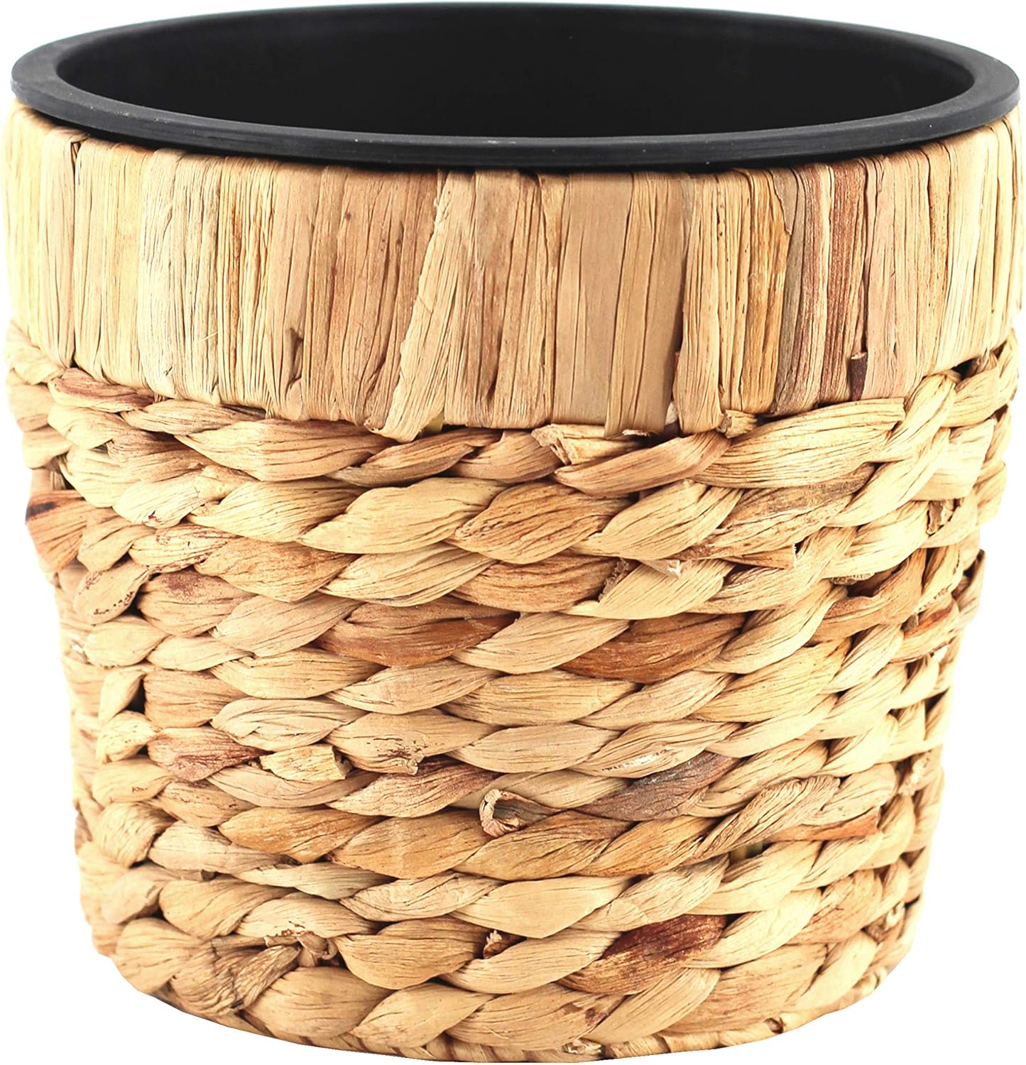 Decorasian Round Plaited Seagrass Flower Pot with Plastic Insert for Planting Plant Pot