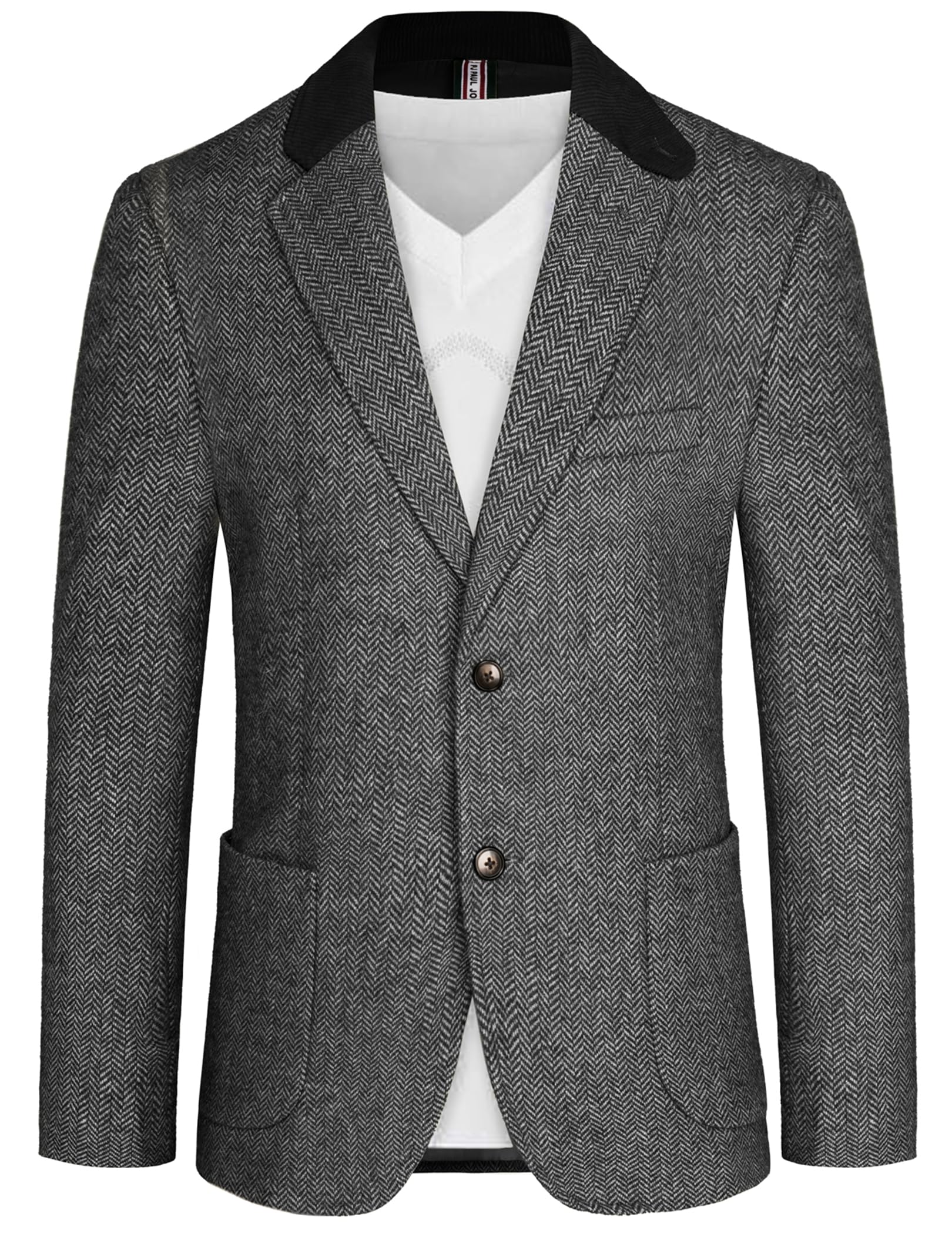 Photo 1 of ****STOCK PHOTO SIMILAR TO ITEM****
PJ PAUL JONES Men Blazers Suit Herringbone Tweed Sport Coat British Two Bottom Wool Blend Vintage Jackets Black S