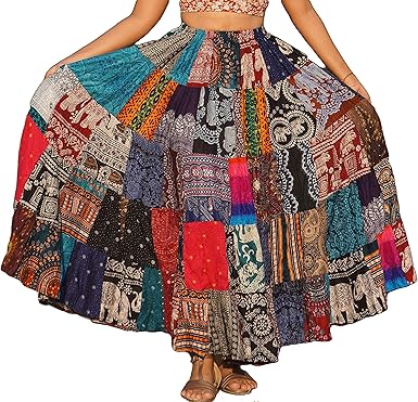 ThaiOnline4u Patchwork Skirt Long Boho 