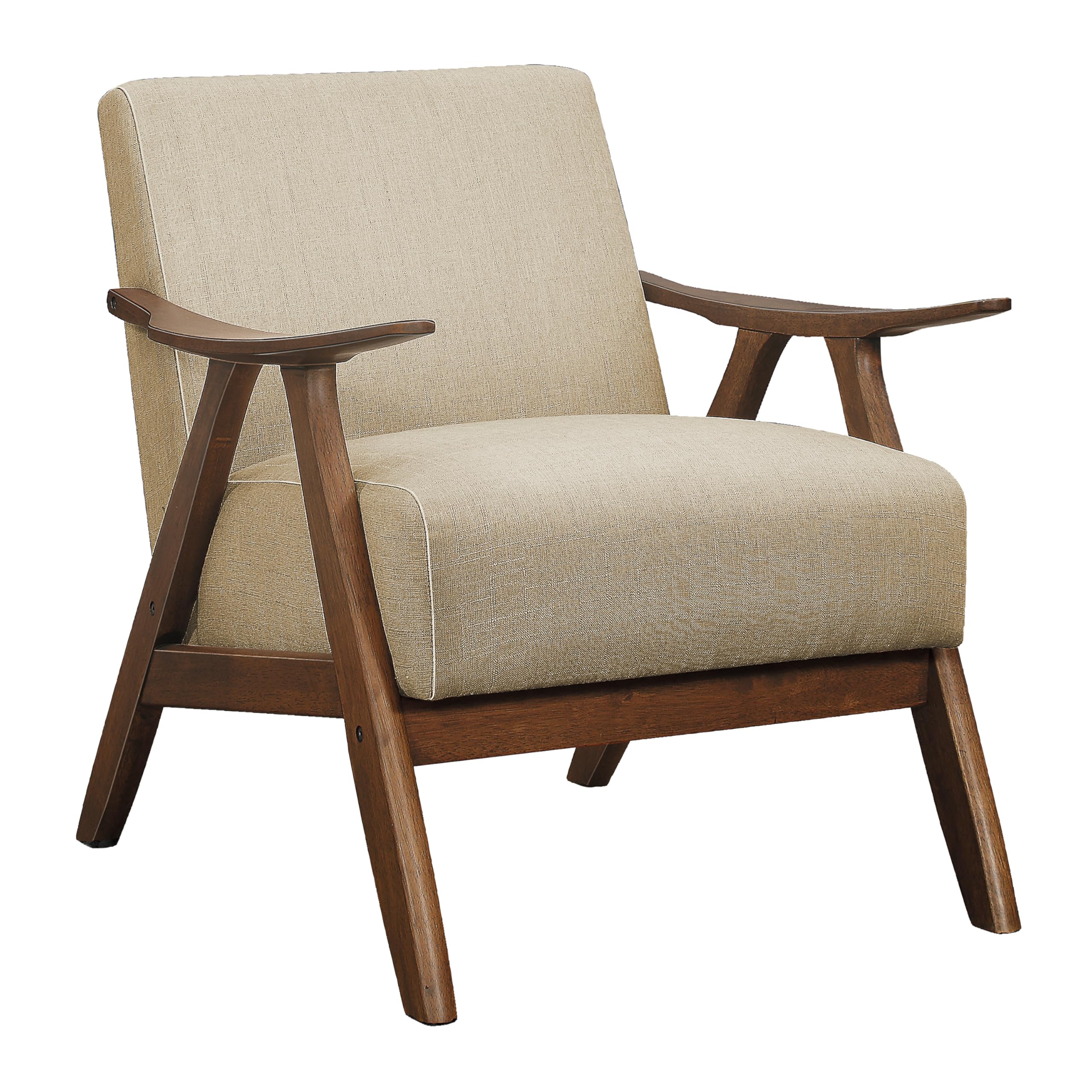 Lexicon Mid Century Modern Accent Chair with Solid Wood Frame in Walnut ...