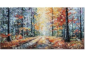 Diathou Art Hand Painted Forest Landscape Oil Painting Modern Abstract Art Home Wall Deco Art 24x48 inches