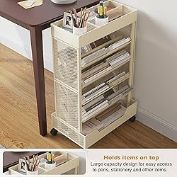 COVAODQ Book Cart with Wheels Mobile Bookshelf