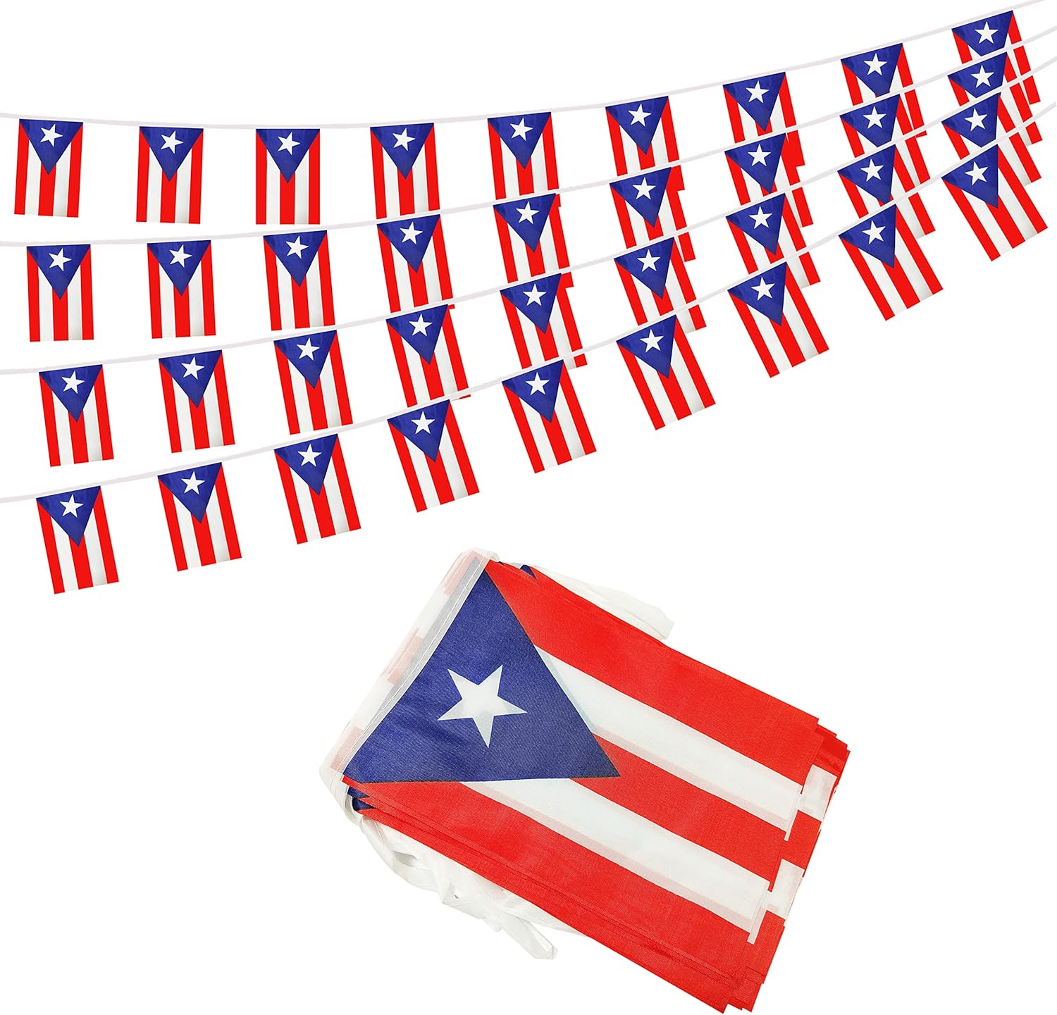 Flags - BCLin 50 Feet Puerto Rico Banner Flag String, Mini Small Banner, for Olympics, World Cup, Party, Shops and Bars Decorations, Outdoor 38 Flags(Puerto Rico)