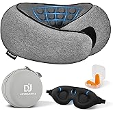 JeyDacitta Premium Travel Pillow, Upgraded Memory Foam Neck Pillow, 360° Ergonomic Design Airplane Pillow Travel Pillows for Airplanes, Cars, Offices, Home Use, Large (Dark Gray)