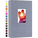 potricher Photo Album for 4x6 300 Photos Linen Cover Photo Book for Family Wedding Anniversary Baby (Grey, 300 Pockets)