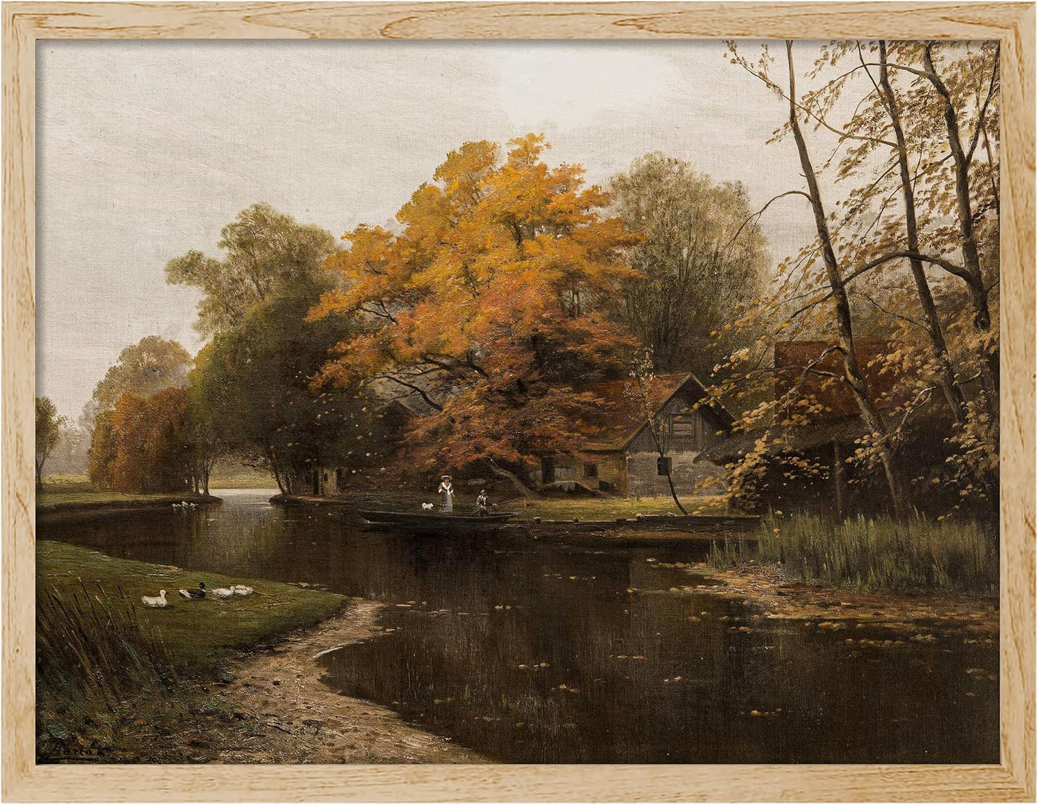 Wall Décor - SIGNWIN Framed Autumn Fall Forest River Landscape Wall Art, Nature Wilderness Illustrations Wall Decor Prints, Antique Vintage Botanical Wall Décor for Living Room, Bedroom - 11