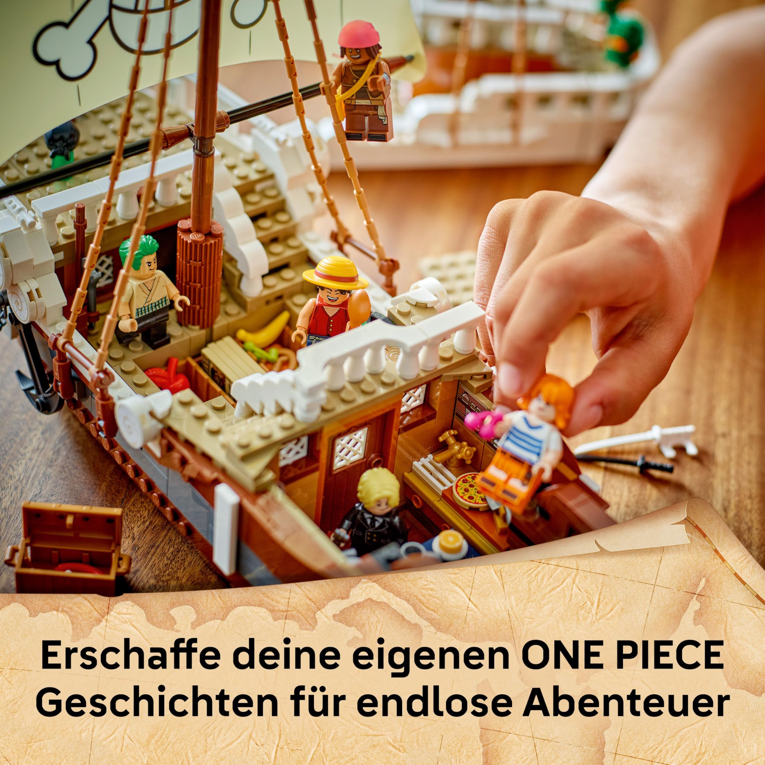 LEGO ONE Piece - Das Piratenschiff Flying Lamb (Going Merry) - Spielset mit 5 Minifiguren - inkl. Ruffy, Zoro & Nami - Spielzeug zum Bauen - Geschenk für Jungen, Mädchen & Fans ab 10 Jahren - 75639 6