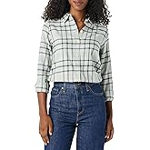 Amazon Essentials Women's Regular-Fit Long-Sleeve Lightweight Plaid Flannel Shirt