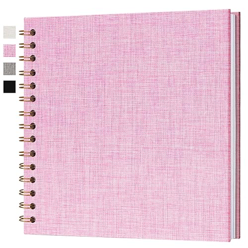 Hiwhy 20.5x20.5 cm Scrapbook DIY Photo Album Linen Cover Hardcover White Pages 20 Sheets Small Scrap Memory Book Pink
