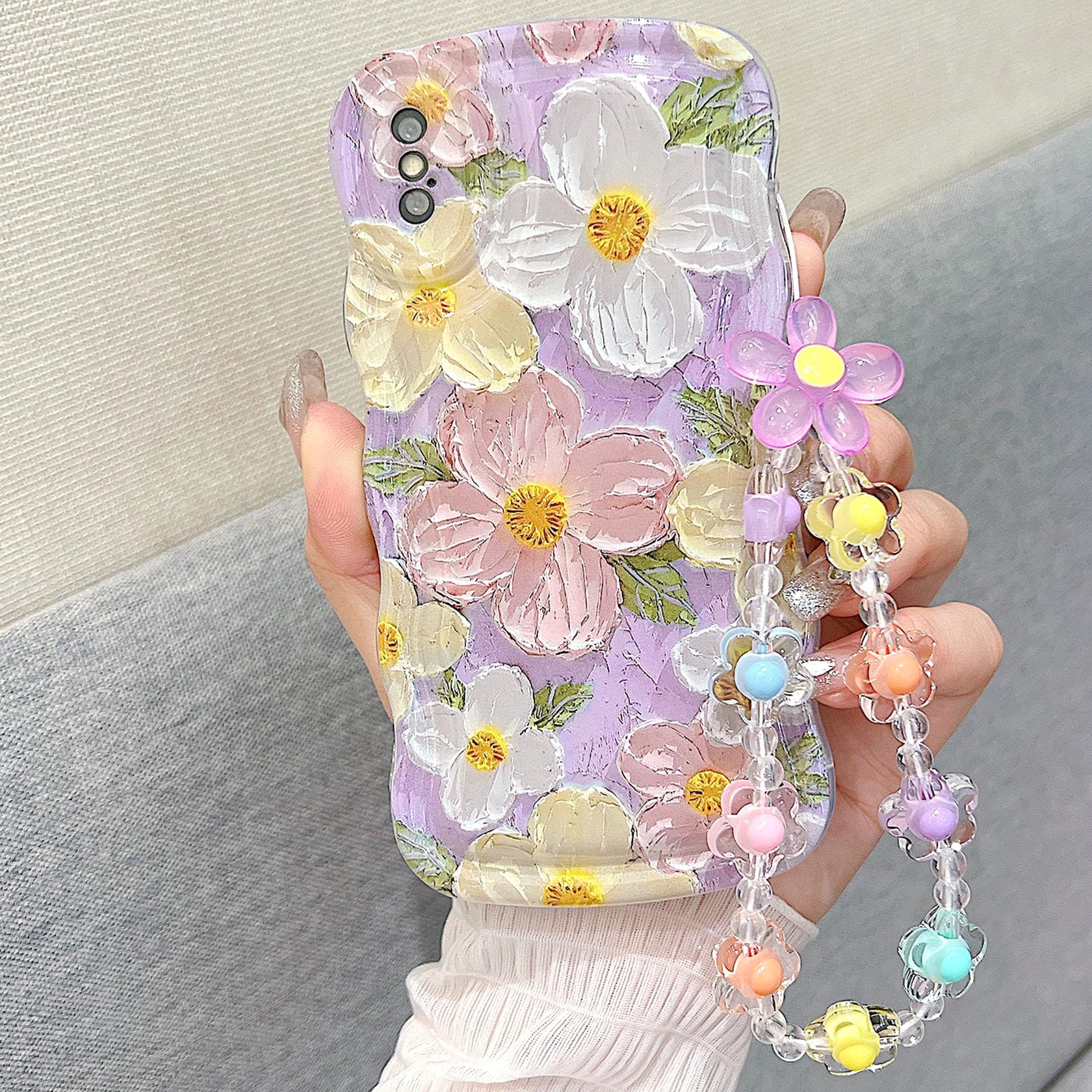 for iPhone X iPhone Xs Curly Wavy Case, Cute