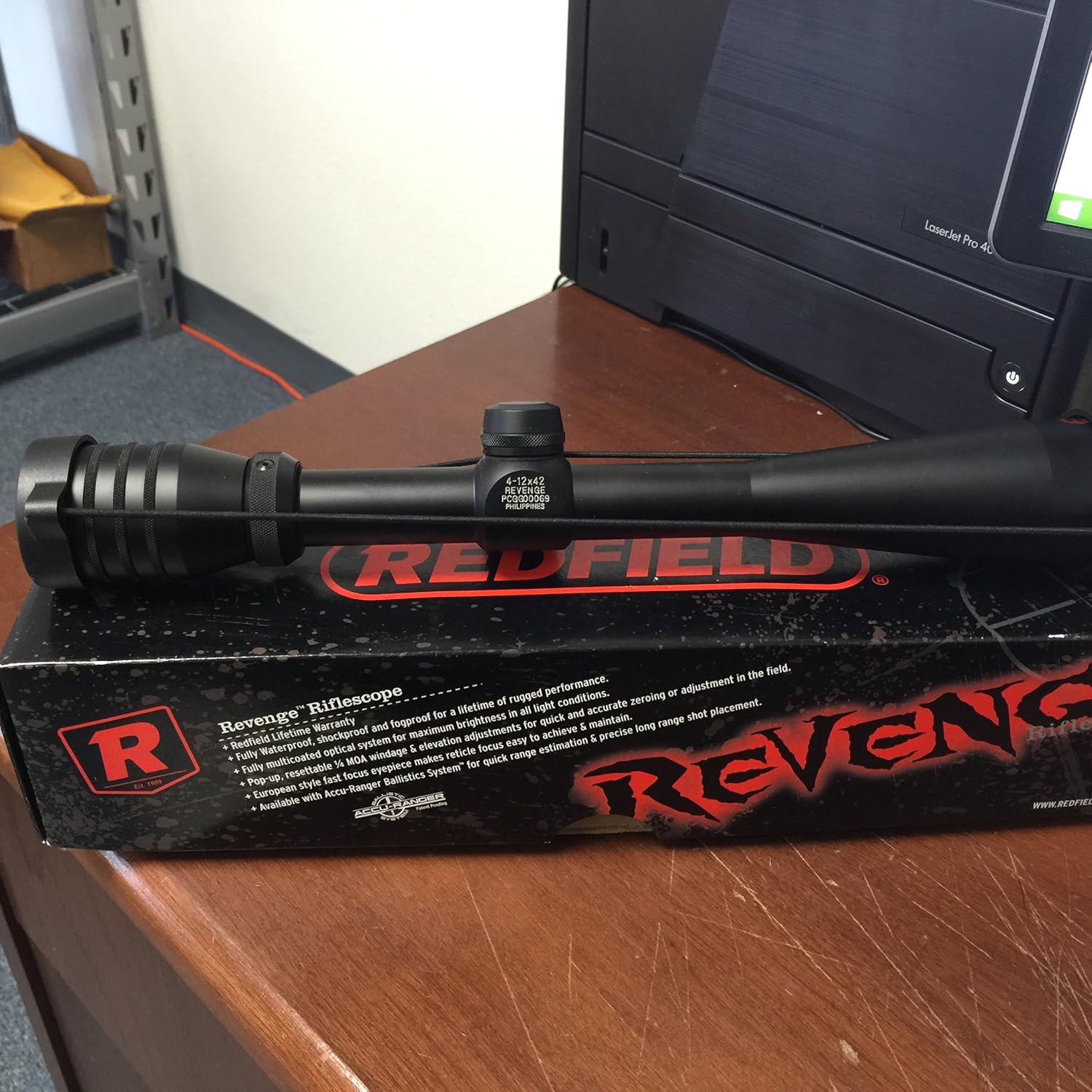 Redfield Revenge 412x42mm Rifle Scope, Matte Black, 4 Plex Reticle