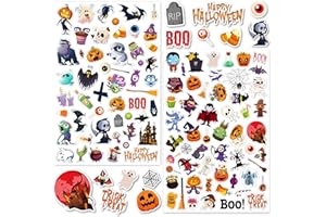 LINAYE 24 Sheets Halloween Stickers for Kids, 1260PCS Adhesive Halloween Stickers Bulk for Kids Cute Small Stickers for Halloween Treat Bags, Goodie Bags, Party Favors