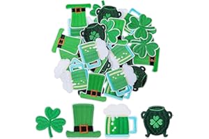 FineCheer 32 Pcs St. Patrick's Day Patches Irish Appliques Shamrock Clover Iron on Embroidered Lucky Sew on Applique Clover Patch Repair Patch Emblem for Jacket Jeans Pants Backpack Hat Decor