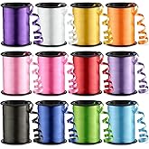 12-Rolls Curling Ribbon for Gift Wrapping - 3/16in x 125 Feet Per Roll - Curling Balloon String Ribbon Set for Presents, Bows, DIY Arts & Crafts, Wedding, Happy Birthday Decorations, Assorted Colors