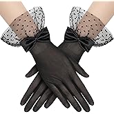 BABEYOND Lace Gloves for Women - Bow Short Prom Gloves Evening Elegant Accessories for Wedding Opera Party