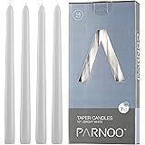 White Taper Candles - Set of 14 Dripless Candles - 10 inch Tall, 3/4 inch Thick - 7.5 hour Clean Burning