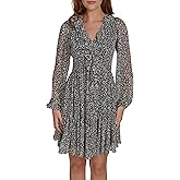 Tommy Hilfiger Womens Balloon Sleeve V-Neck Chiffon Fit & Flare Mini Dress