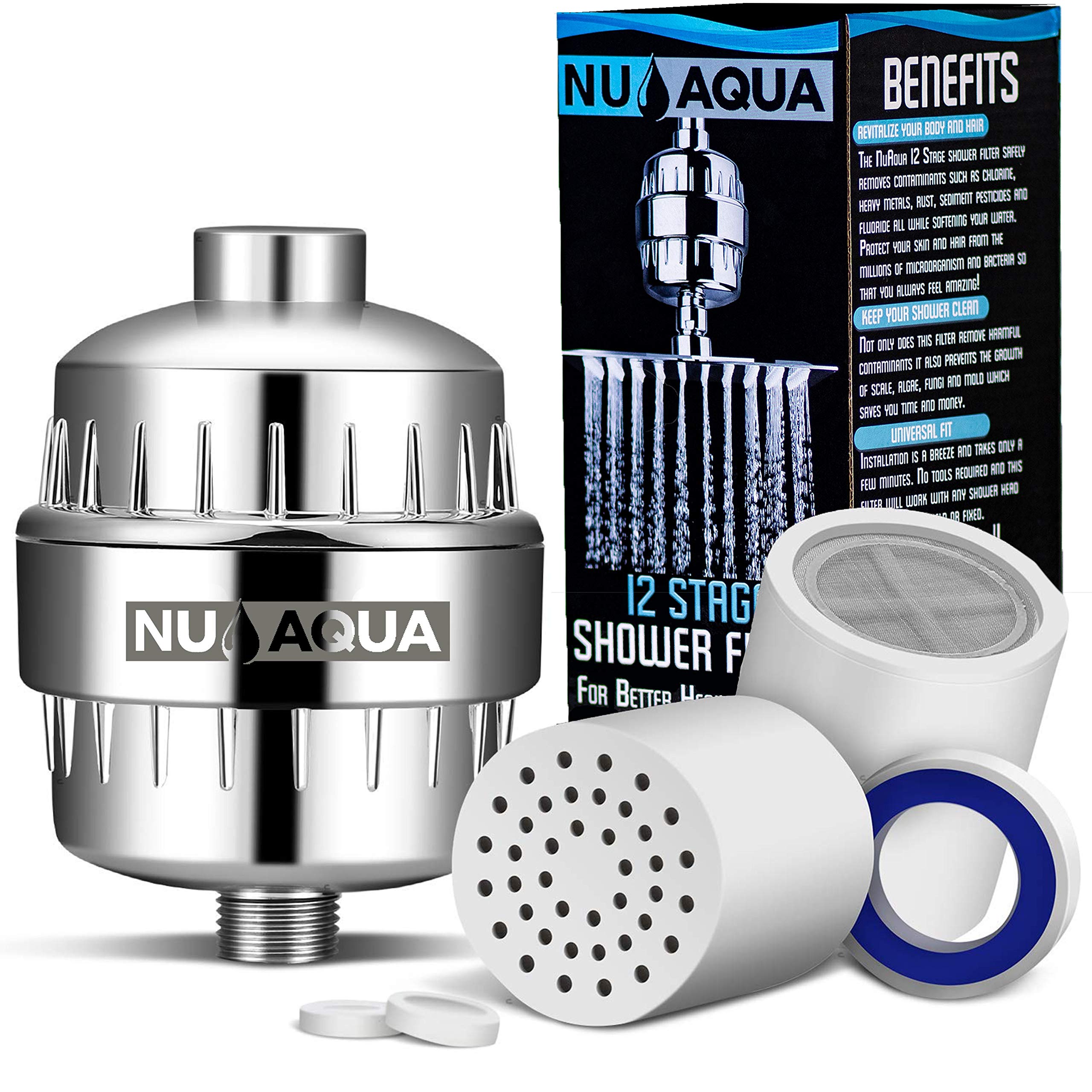 NU Aqua Premium High Output 12 Stage Universal Home Shower Head Water