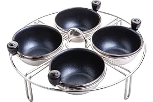 Eggssentials Egg Poacher Insert Stainless Steel Poached Egg Cooker Eggs Poaching Cup PFOA Free Egg Poachers Nonstick, 7.25" Rack Compatible with Skillet Instant Pot