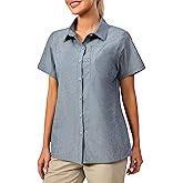 Little Donkey Andy Women's Shirt, UPF 50 UV Breathable Short Sleeve Shirt Fishing Hiking Button Down Shirts