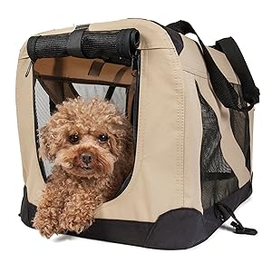 Folding Zippered 360° Vista View House Pet Crate, X-Small, Khaki