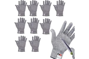 10 Pairs Cut Resistant Gloves - Level 5 Protection Food Grade Kitchen Cuts Gloves for Meat Cutting, Mandolin Slicing