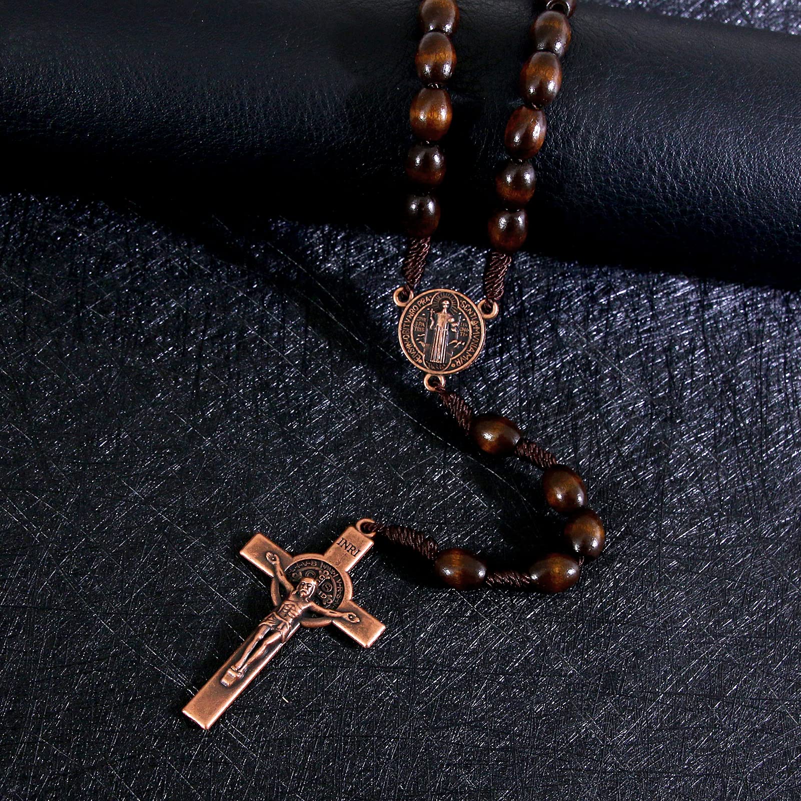 KOMI Catholic Rosary Beads for Men Holy Prayer Beads Rosary Necklace with Crucifix Cross Rosary Catholic Gifts