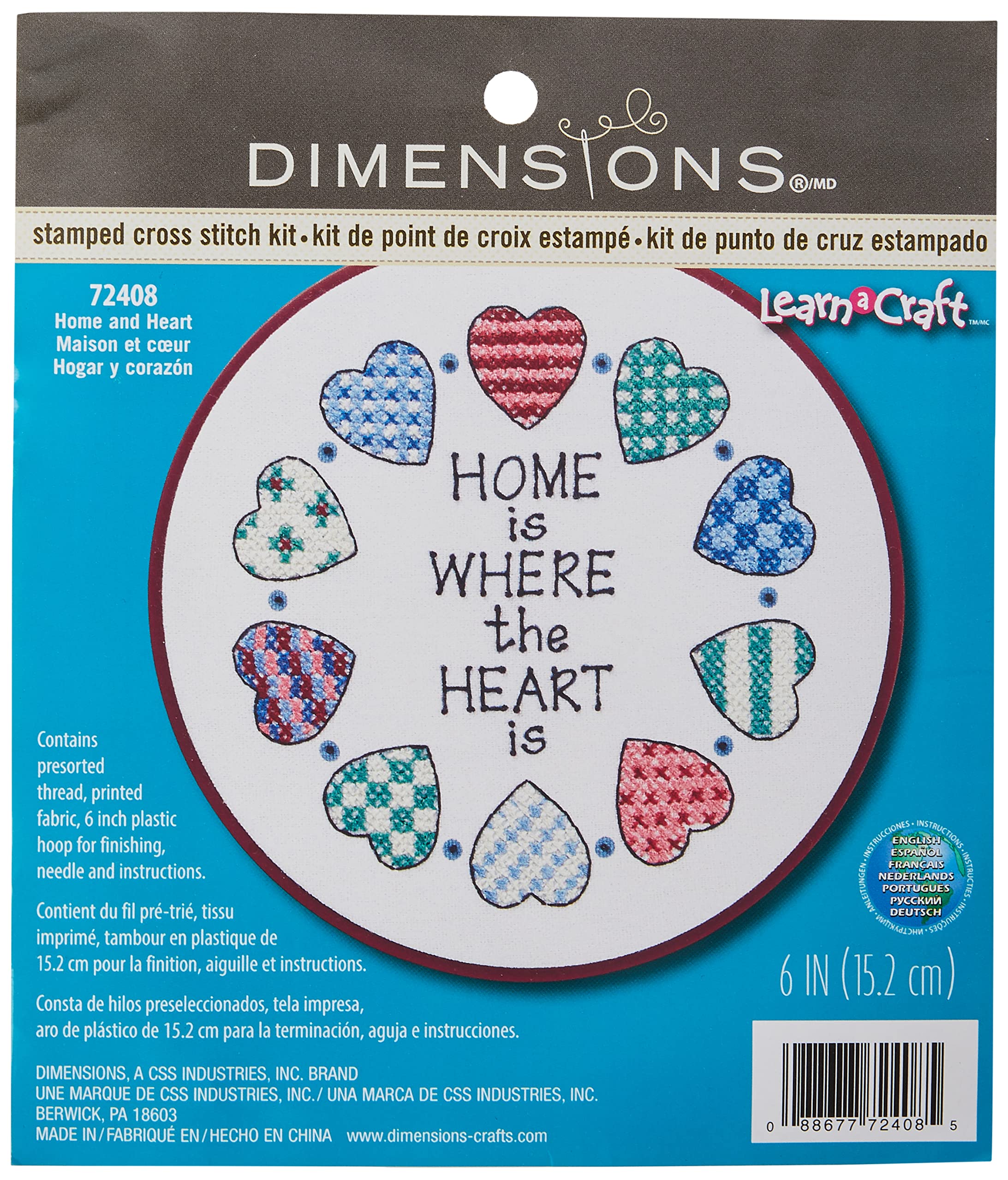 Dimensions "Home and Heart" Stamped Cross Stitch Kit, Multi-Colour