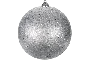 GNFLUS Christmas Ornaments Balls 7.1" Large Christmas Decorations Xmas Tree Shatterproof Big Silver Christmas Ball Ornaments with Hanging Loop for Wedding Holiday Halloween Party Indoor Outdoor Decor