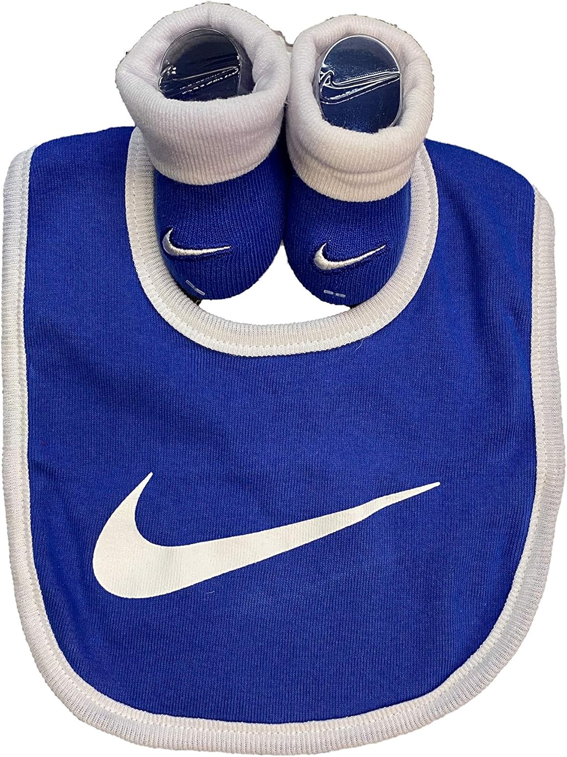 Nike Baby Bib & Booties 2 Piece Set (Blue(LN0411U89)/White, 06 Months