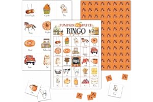 KFNER Pumpkin Bingo Game - Fall Harvest Bingo Card - 24 Players Bingo Game Set Indoor Outdoor Activities - Halloween, Thankgiving Party Favors Supplies -A10