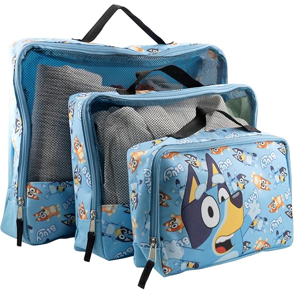 Trousse De Toilette Voyage Enfant Bluey - Transparente, Avec Peigne Et Serviette, Fermeture éclair, Idéale école/voyage