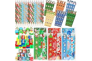 Christmas School Stationery Party Favors, 28 Pack Christmas Classroom Gifts for Students with Pencils Rulers Erasers Stickers