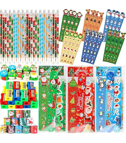 240PCS Christmas Stationery Set For Kids – Holiday Party Favors, School Supplies, Pencils, Erasers, Stickers, Notebooks - View #8