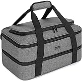 Trunab Casserole Carrier for Hot or Cold Food Insulated Casserole Dish Carrier Thermal Tote Bag for Picnic, Fits 9"×13" Baking Dish, 11 x 15 Foil Pans, Grey