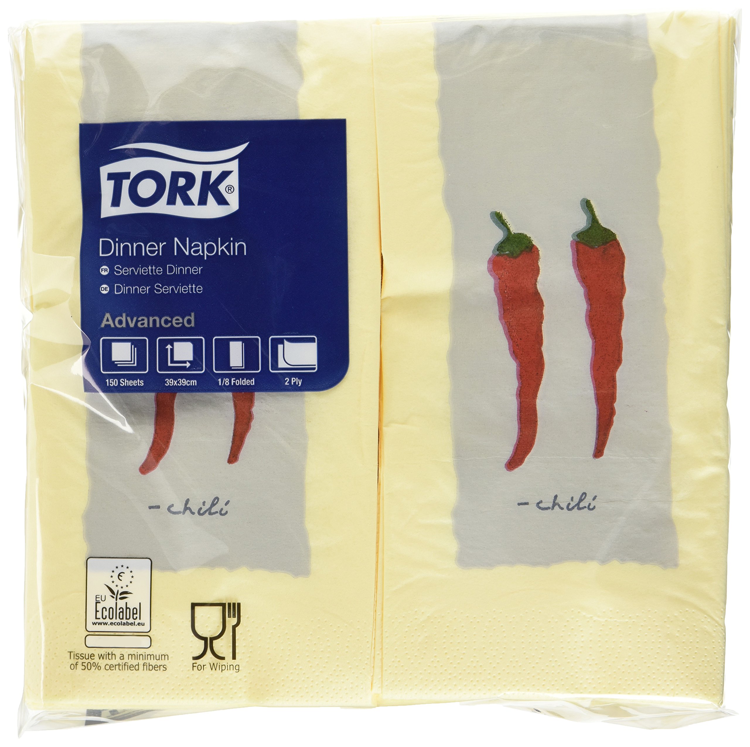 SCA Tork 478142 Dinner Napkin, 2 Ply, 1/8, 39 x 39 cm (Pack of 1800)